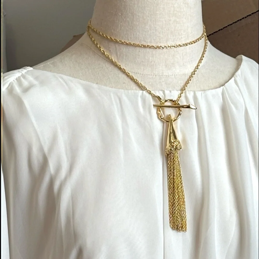 ALEXIS BITTAR • Brut Molten Gold Long Tassel Necklace